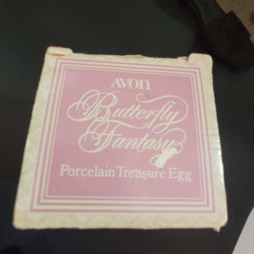 *2A 1979 Avon porclain egg trinket box 22K gold trim vintage butterfly … - Picture 7 of 11